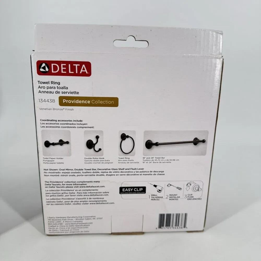 Delta Providence 134438 Towel Ring Set of 2 Venetian Bronze Bathroom NEW